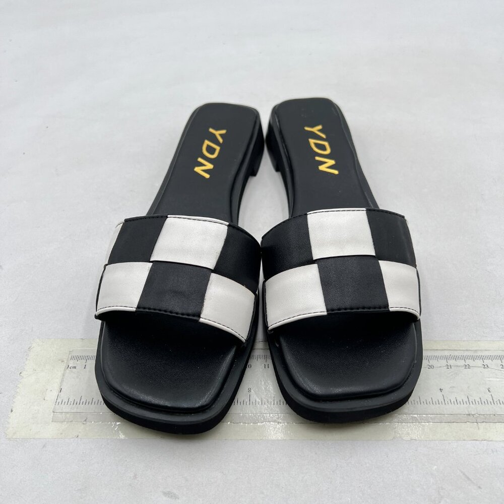 Ydn Black Open Square Toe Slip On Slides Sandal C… - image 3